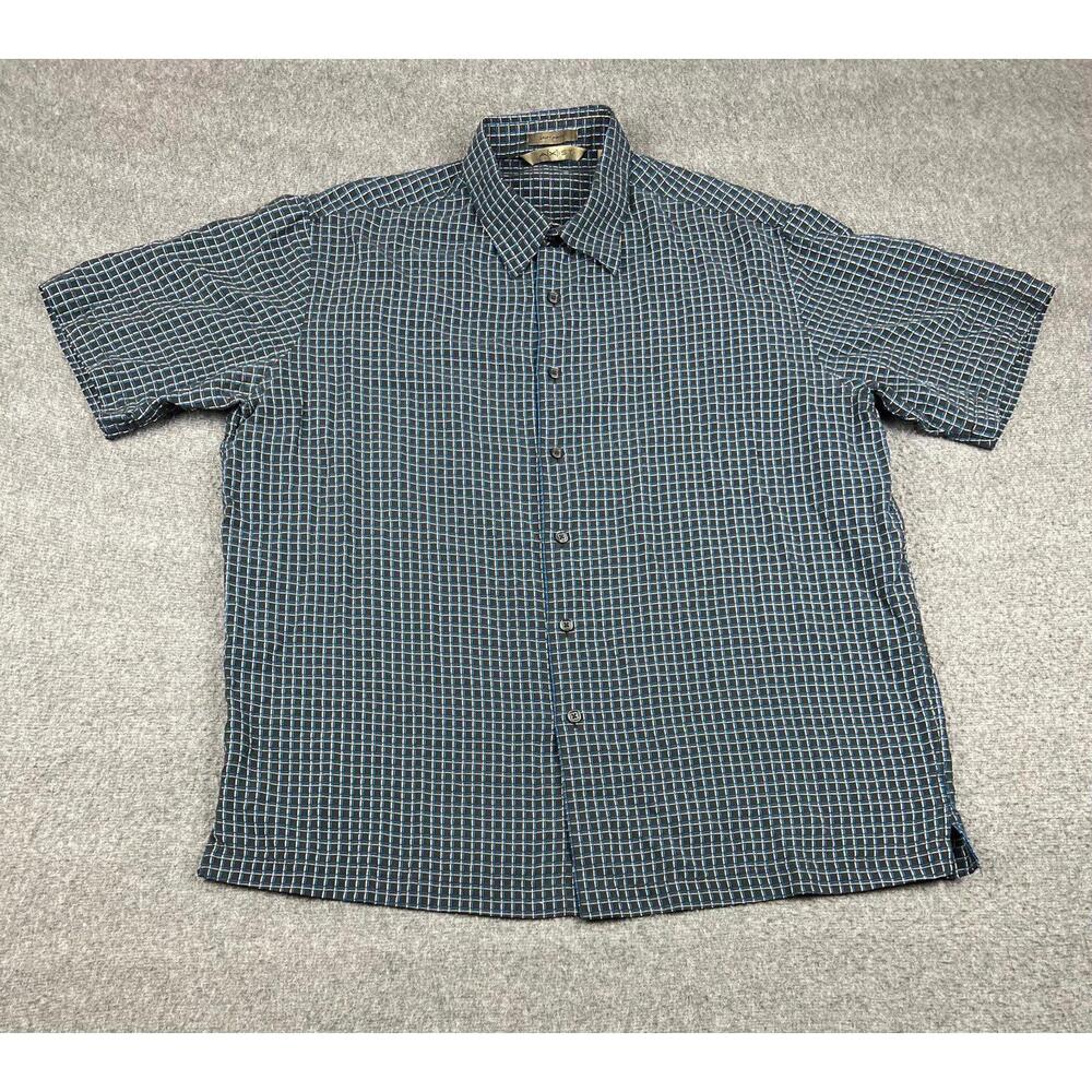 Axist Men's Short Sleeve Button-Up Shirt Size Large‎ Blue Checkered